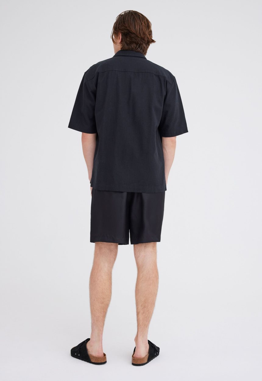 Jac + Jack Christopher Cotton Linen Shirt - Black